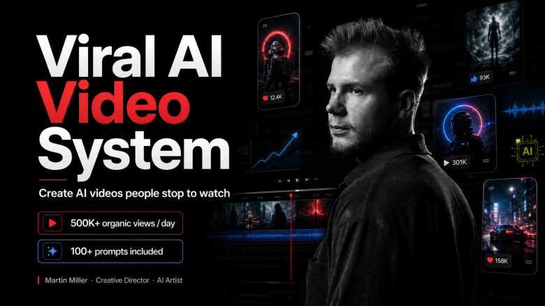 Viral AI Video System: Create viral AI videos with the system behind 500K+ organic views per day — then turn the skill into real views, clients, and income.